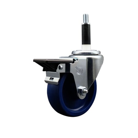 Service Caster 4'' Solid Poly Swivel 7/8'' Expanding Stem Caster with Brake SCC-EX20S414-SPUS-PLB-78